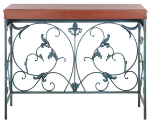 Safavieh Cynthia Console Table - Antique Charm With Floral Carvings, Distressed Finish & Dark Birch Top Elegance AMH4055A