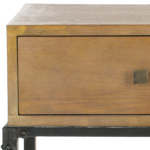 Safavieh Julian 2 Drawer Console Table - Elegant Ash Wood & Iron Frame, Ideal For Entryways & Living Rooms AMH4103A