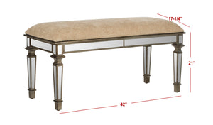 Safavieh Layla Upholstered Mirror Bench Dark Brown AMH4115A