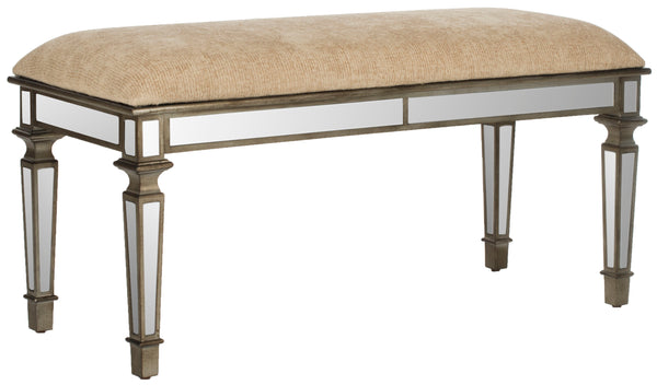 Safavieh Layla Upholstered Mirror Bench Dark Brown AMH4115A
