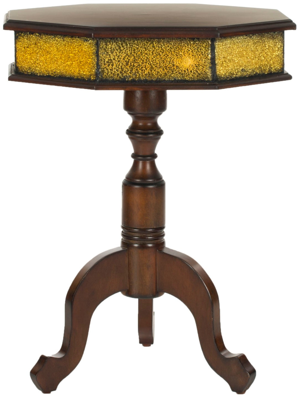 Safavieh Daphne Elegant Octagonal Side Table In Dark Brown Birch - Vintage Finish For Living & Bedroom Decor AMH4118A