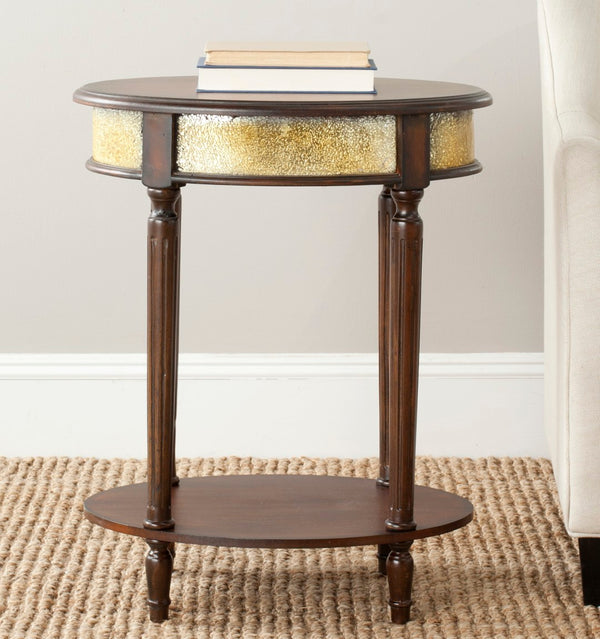 Safavieh Bernice Vintage-Inspired Side Table - Dark Brown Birch With Heirloom Golden Finish For Classic Charm AMH4119A
