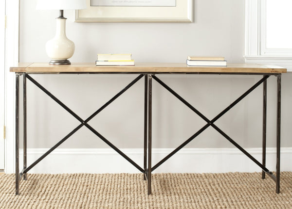Safavieh Simon Console Table - Modern Geometric Design With Natural Fir Finish For Entryway & Living Spaces AMH4126A