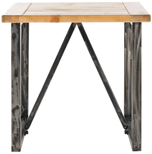 Safavieh Chase End Table: Elegant Industrial Chic Design With Solid Fir Wood And Forged Iron Accents For Any Space AMH4127A