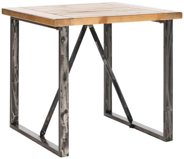 Safavieh Chase End Table: Elegant Industrial Chic Design With Solid Fir Wood And Forged Iron Accents For Any Space AMH4127A