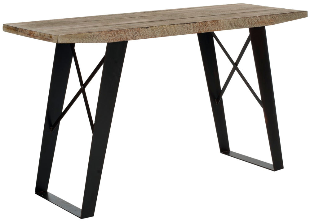 Safavieh Waldo Console Table - Industrial Rustic Design With Natural Wood Top & Sturdy Black Iron Legs, 53" W AMH4131A