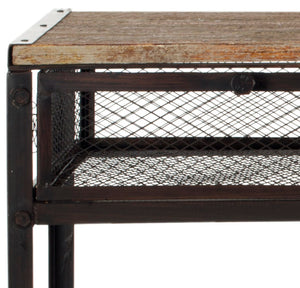 Safavieh Shroder Rolling Storage Console - Industrial Style With Reclaimed Wood & Metal, Versatile Home Use AMH4134A