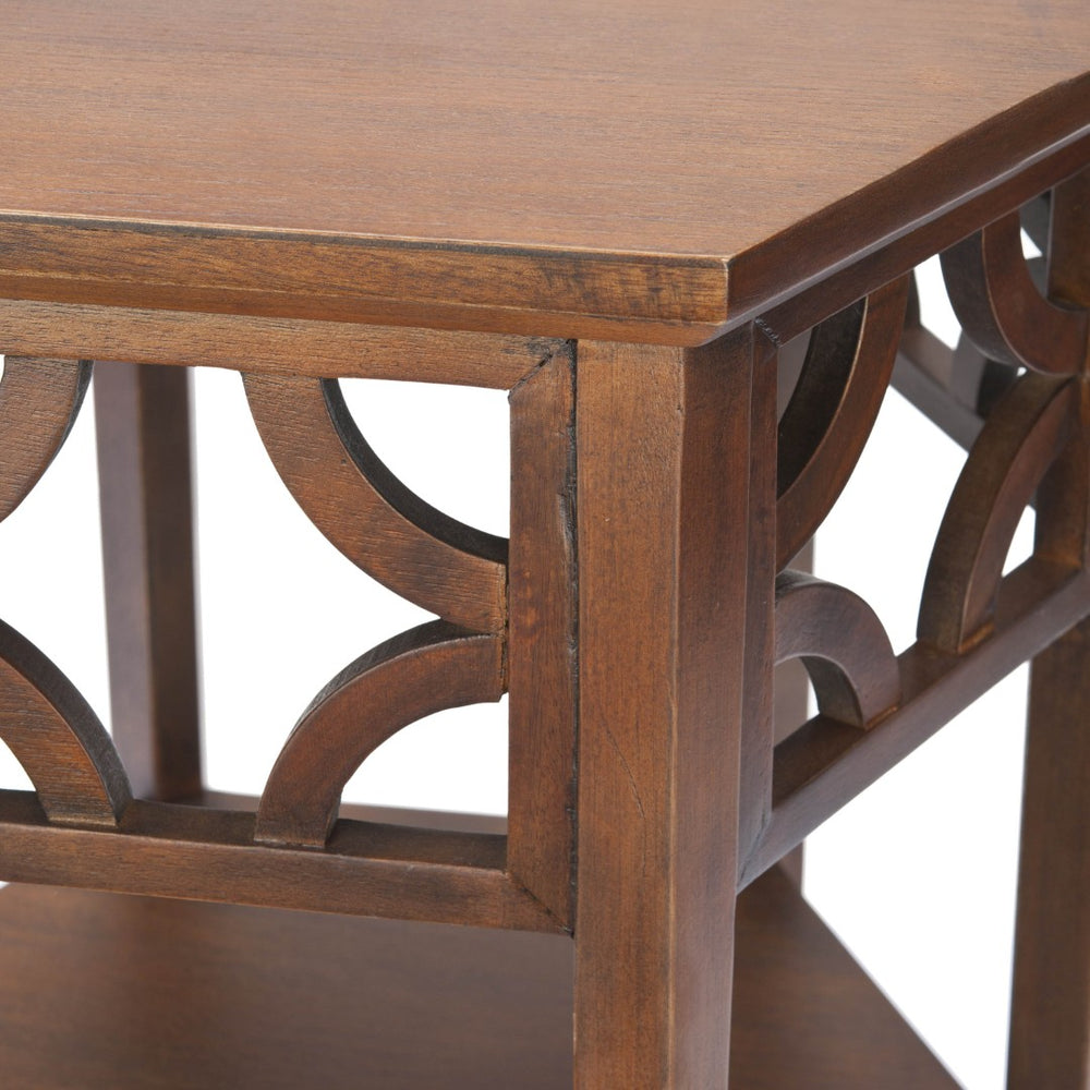 Safavieh Connor Hexagon End Table - Stylish Geometric Accent For Modern Living Spaces, Durable Bayur Wood Design Brown AMH4602A