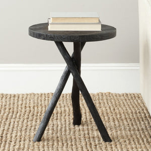 Safavieh Quinn Tripod Round End Table – Rustic Charm Meets Modern Design For Your Cozy Living Space Decor Black AMH4608B