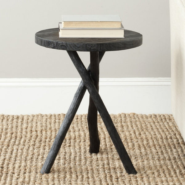 Safavieh Quinn Tripod Round End Table – Rustic Charm Meets Modern Design For Your Cozy Living Space Decor Black AMH4608B