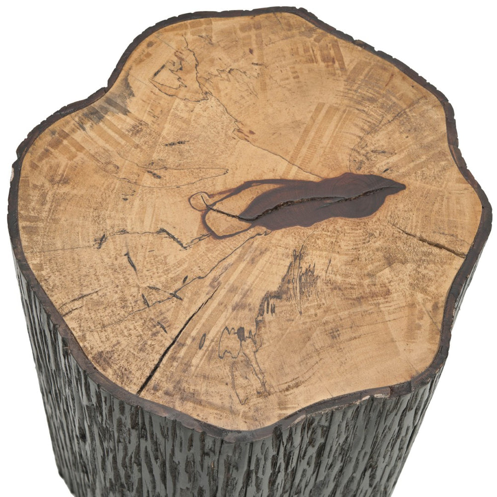 Safavieh Forrest End Table - Rustic Bayur Wood Accent With Petrified Tree Stump Design For Eco-Friendly Homes AMH4610B