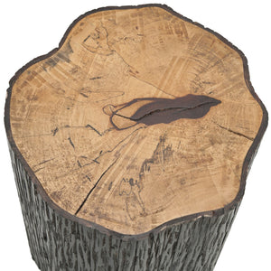 Safavieh Forrest End Table - Rustic Bayur Wood Accent With Petrified Tree Stump Design For Eco-Friendly Homes AMH4610B