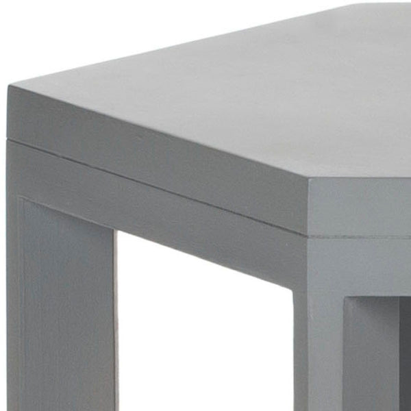 Safavieh Heidi End Table - Modern Hexagonal Accent For Living Spaces, Minimalist Design With Open Foundation Pearl Blue Grey AMH4618B
