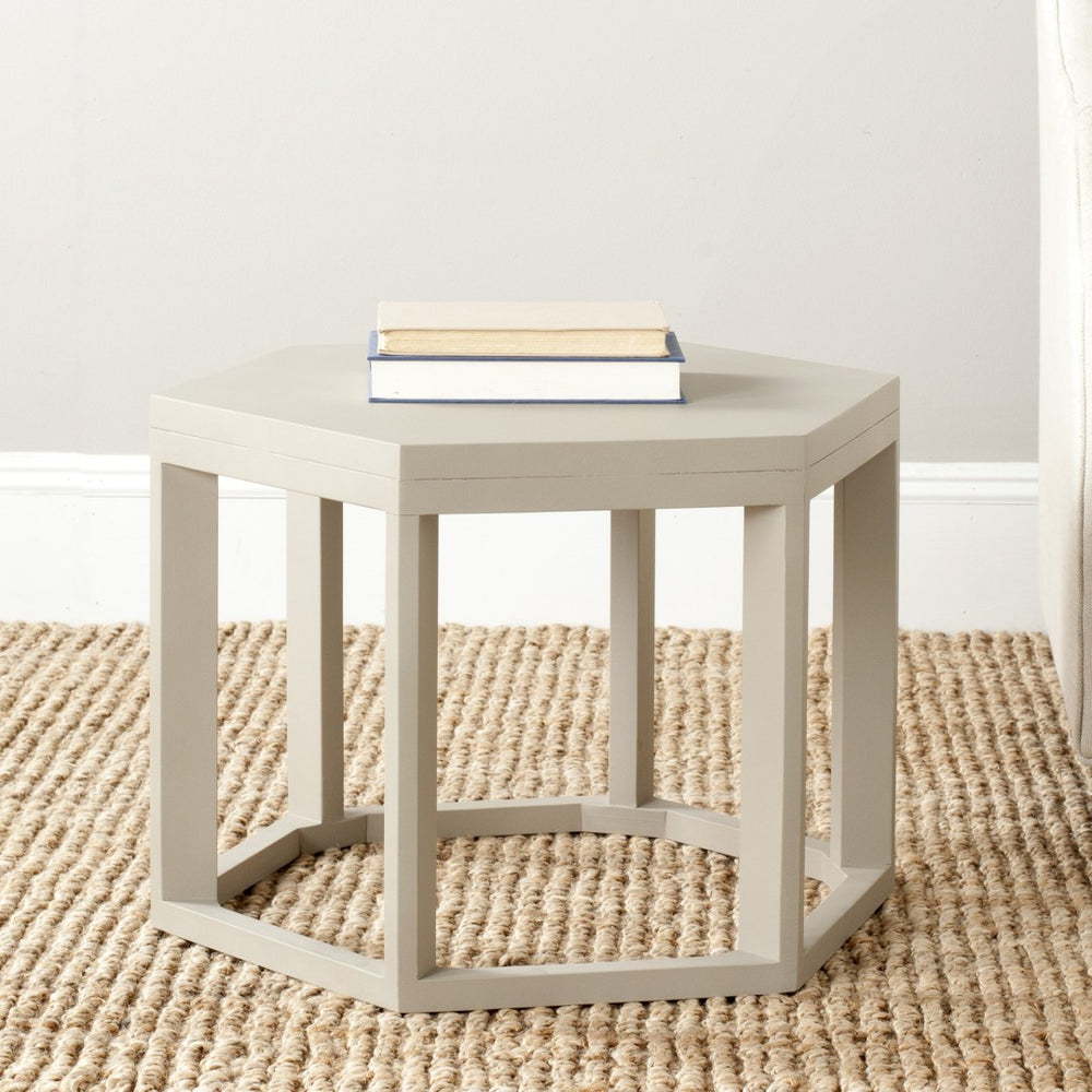 Safavieh Heidi End Table - Modern Hexagonal Accent For Living Spaces, Minimalist Design With Open Foundation Pearl Taupe AMH4618C