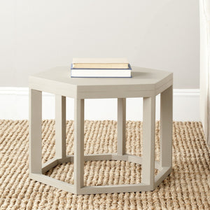 Safavieh Heidi End Table - Modern Hexagonal Accent For Living Spaces, Minimalist Design With Open Foundation Pearl Taupe AMH4618C
