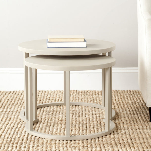 Safavieh Chindler Versatile Nesting Tables In Pearl Taupe - Elegant Bayur Wood Design For Modern Spaces AMH4619C