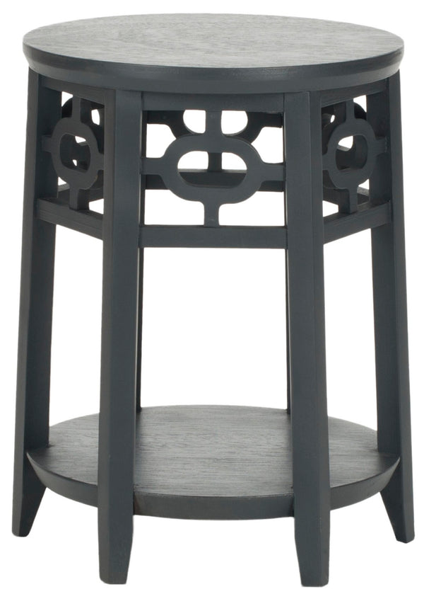Safavieh Adela Side Table - Modern Charcoal Grey Accent With Lattice Detail For Living Room & Bedroom Spaces AMH4624A
