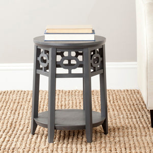 Safavieh Adela Side Table - Modern Charcoal Grey Accent With Lattice Detail For Living Room & Bedroom Spaces AMH4624A