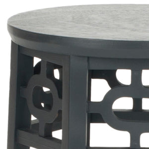 Safavieh Adela Side Table - Modern Charcoal Grey Accent With Lattice Detail For Living Room & Bedroom Spaces AMH4624A
