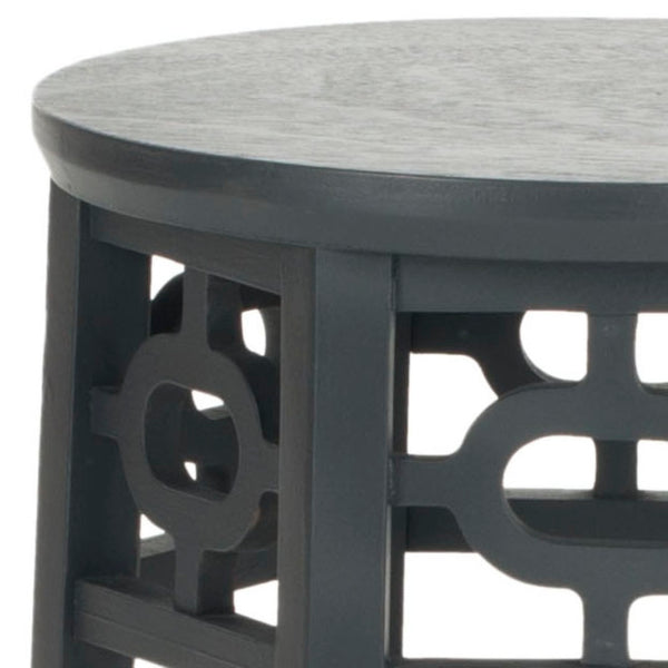 Safavieh Adela Side Table - Modern Charcoal Grey Accent With Lattice Detail For Living Room & Bedroom Spaces AMH4624A