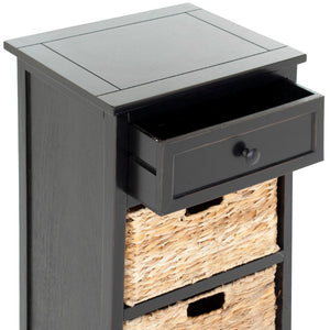 Safavieh Carrie Coastal Charm Side Table With Ample Storage, Removable Baskets, And Timeless Design Distressed  Black AMH5700B