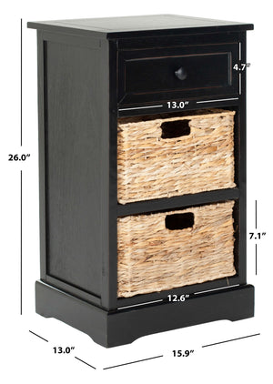 Safavieh Carrie Coastal Charm Side Table With Ample Storage, Removable Baskets, And Timeless Design Distressed  Black AMH5700B