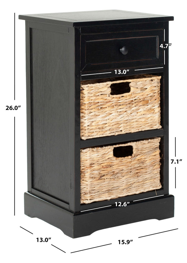 Safavieh Carrie Coastal Charm Side Table With Ample Storage, Removable Baskets, And Timeless Design Distressed  Black AMH5700B