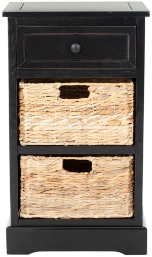 Safavieh Carrie Coastal Charm Side Table With Ample Storage, Removable Baskets, And Timeless Design Distressed  Black AMH5700B