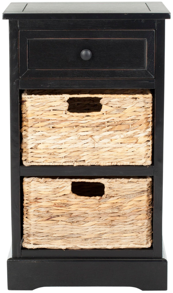 Safavieh Carrie Coastal Charm Side Table With Ample Storage, Removable Baskets, And Timeless Design Distressed  Black AMH5700B
