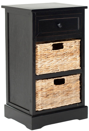 Safavieh Carrie Coastal Charm Side Table With Ample Storage, Removable Baskets, And Timeless Design Distressed  Black AMH5700B