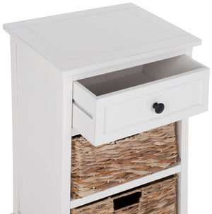 Safavieh Carrie Coastal Charm Side Table With Ample Storage, Removable Baskets, And Timeless Design Distressed  Cream AMH5700C