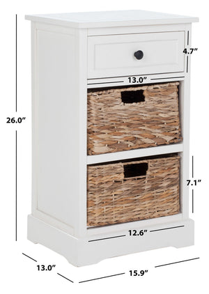 Safavieh Carrie Coastal Charm Side Table With Ample Storage, Removable Baskets, And Timeless Design Distressed  Cream AMH5700C