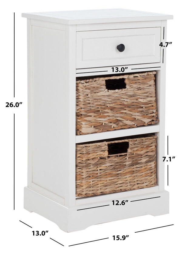Safavieh Carrie Coastal Charm Side Table With Ample Storage, Removable Baskets, And Timeless Design Distressed  Cream AMH5700C