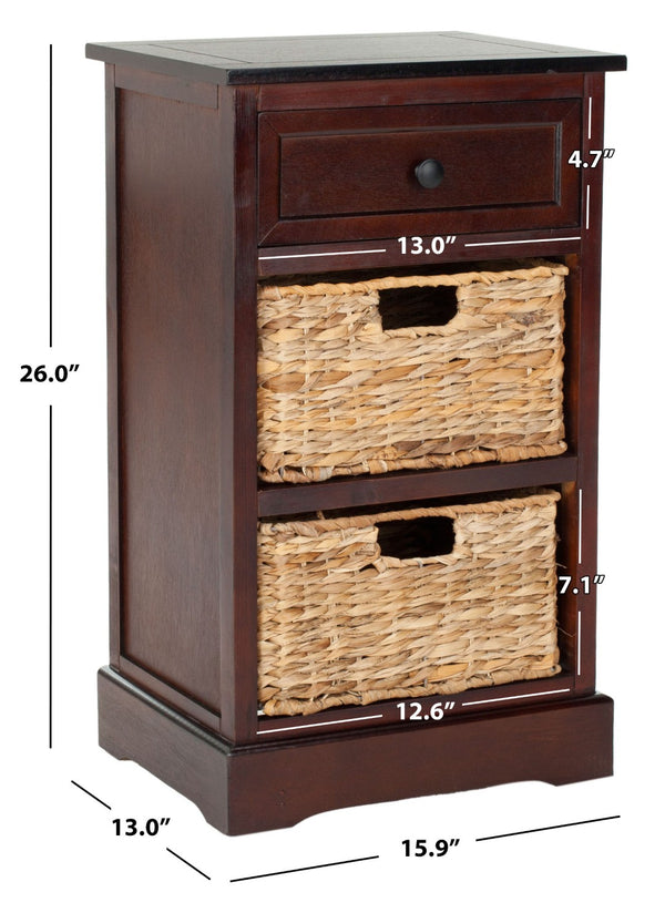 Safavieh Carrie Coastal Charm Side Table With Ample Storage, Removable Baskets, And Timeless Design Dark Cherry AMH5700D