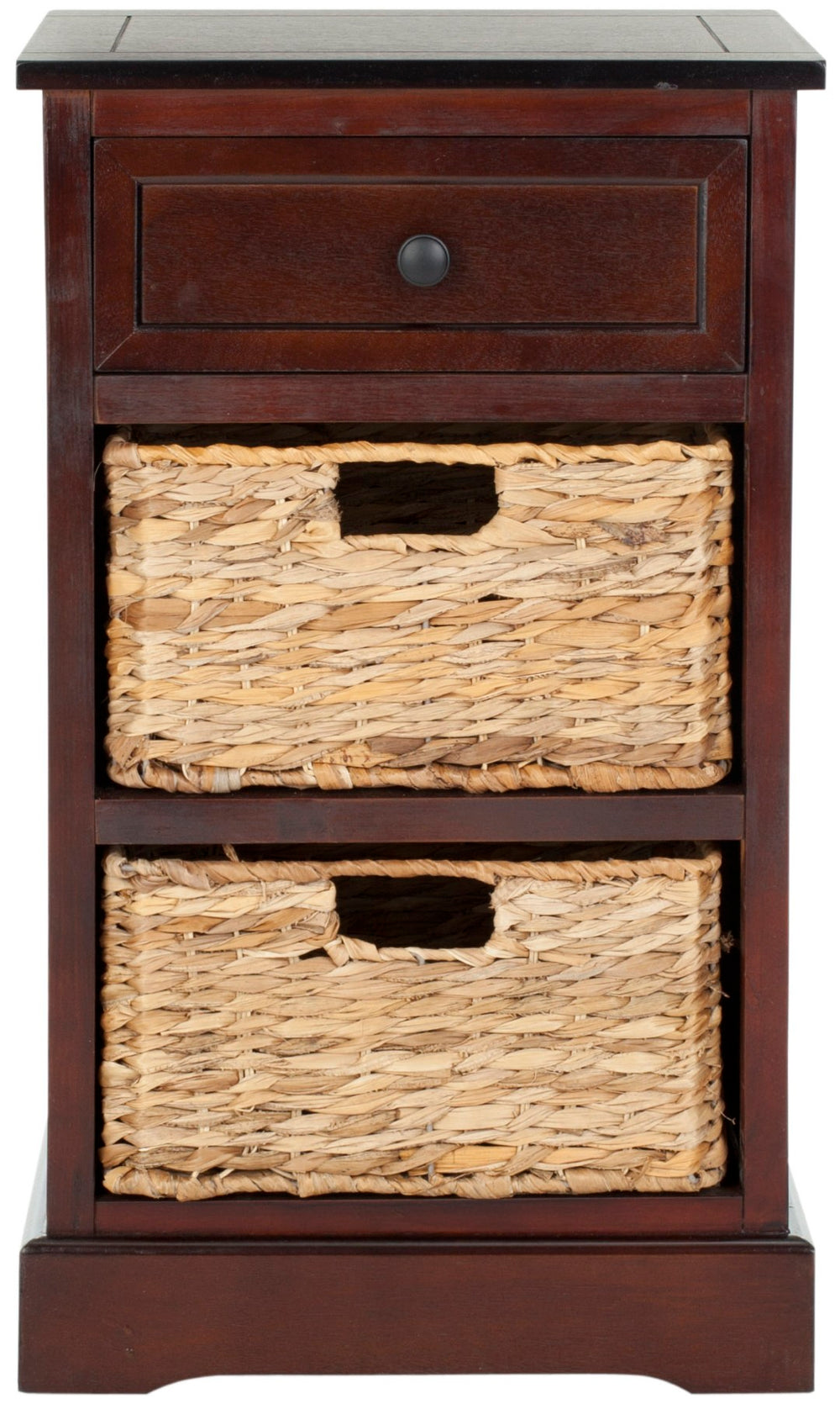 Safavieh Carrie Coastal Charm Side Table With Ample Storage, Removable Baskets, And Timeless Design Dark Cherry AMH5700D