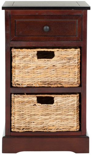 Safavieh Carrie Coastal Charm Side Table With Ample Storage, Removable Baskets, And Timeless Design Dark Cherry AMH5700D