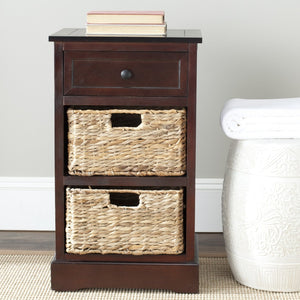 Safavieh Carrie Coastal Charm Side Table With Ample Storage, Removable Baskets, And Timeless Design Dark Cherry AMH5700D