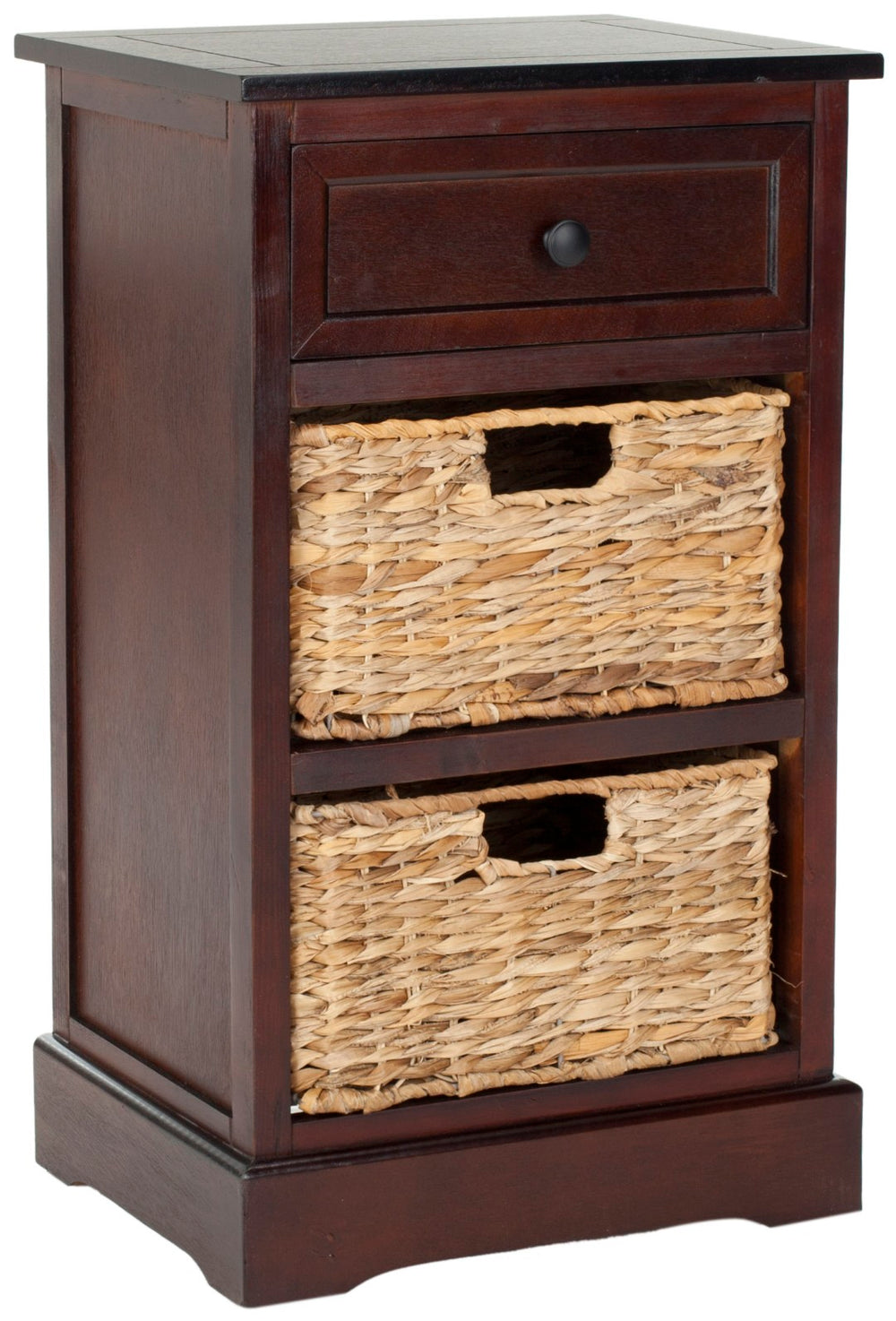 Safavieh Carrie Coastal Charm Side Table With Ample Storage, Removable Baskets, And Timeless Design Dark Cherry AMH5700D