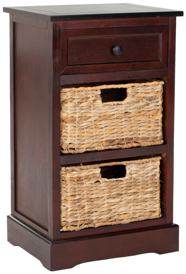 Safavieh Carrie Coastal Charm Side Table With Ample Storage, Removable Baskets, And Timeless Design Dark Cherry AMH5700D