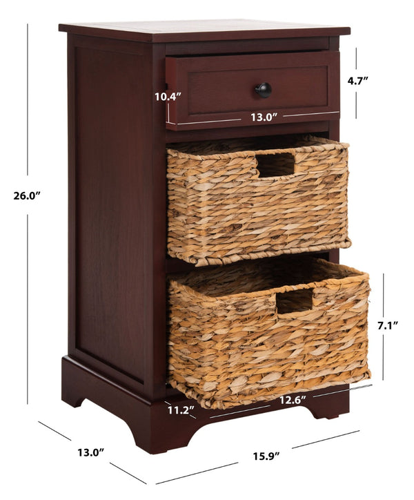 Safavieh Carrie Coastal Charm Side Table With Ample Storage, Removable Baskets, And Timeless Design Red AMH5700E