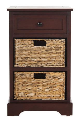 Safavieh Carrie Coastal Charm Side Table With Ample Storage, Removable Baskets, And Timeless Design Red AMH5700E