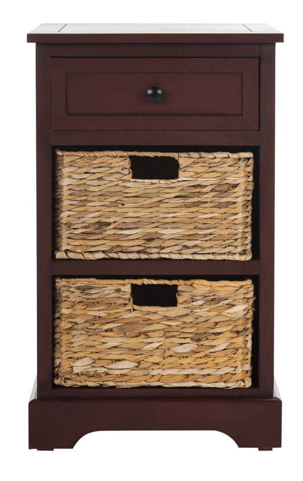 Safavieh Carrie Coastal Charm Side Table With Ample Storage, Removable Baskets, And Timeless Design Red AMH5700E