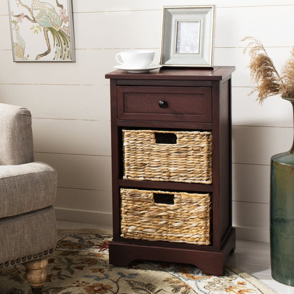 Safavieh Carrie Coastal Charm Side Table With Ample Storage, Removable Baskets, And Timeless Design Red AMH5700E