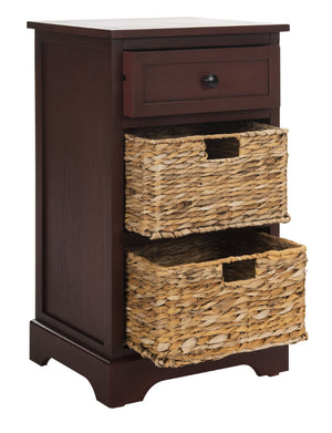 Safavieh Carrie Coastal Charm Side Table With Ample Storage, Removable Baskets, And Timeless Design Red AMH5700E