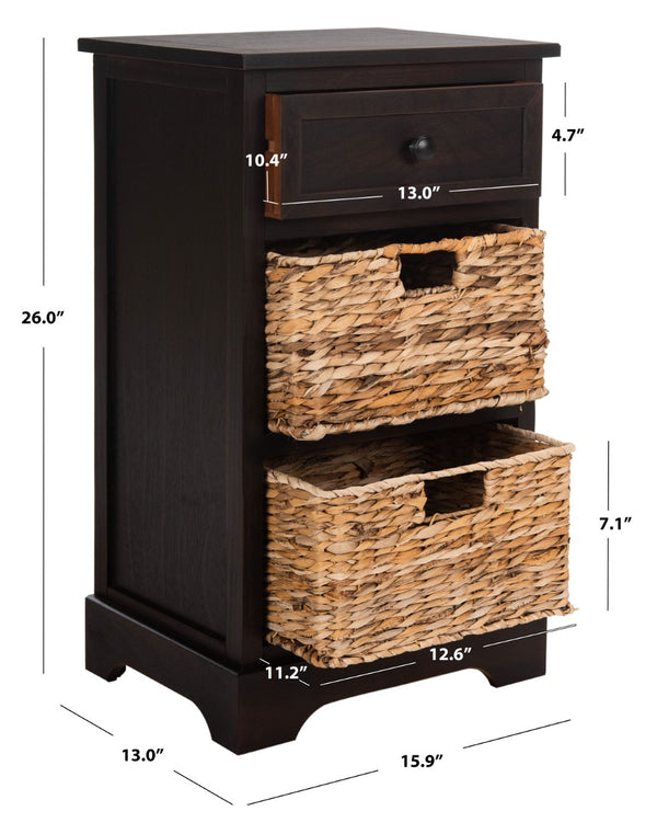 Safavieh Carrie Coastal Charm Side Table With Ample Storage, Removable Baskets, And Timeless Design Brown AMH5700F