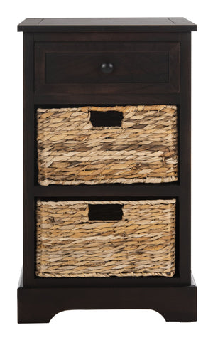 Safavieh Carrie Coastal Charm Side Table With Ample Storage, Removable Baskets, And Timeless Design Brown AMH5700F