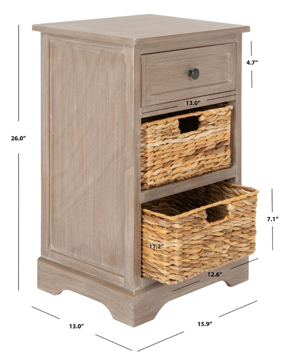 Safavieh Carrie Coastal Charm Side Table With Ample Storage, Removable Baskets, And Timeless Design White Wash AMH5700G