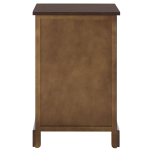 Carrie Compact Side Table With Two Woven Baskets & Drawer, Rich Stain Finish For Timeless Storage