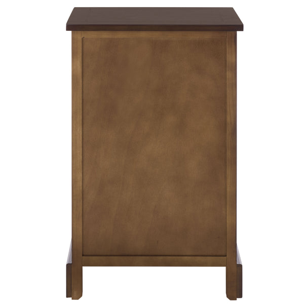 Carrie Compact Side Table With Two Woven Baskets & Drawer, Rich Stain Finish For Timeless Storage