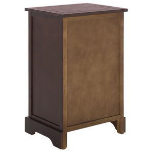 Carrie Compact Side Table With Two Woven Baskets & Drawer, Rich Stain Finish For Timeless Storage